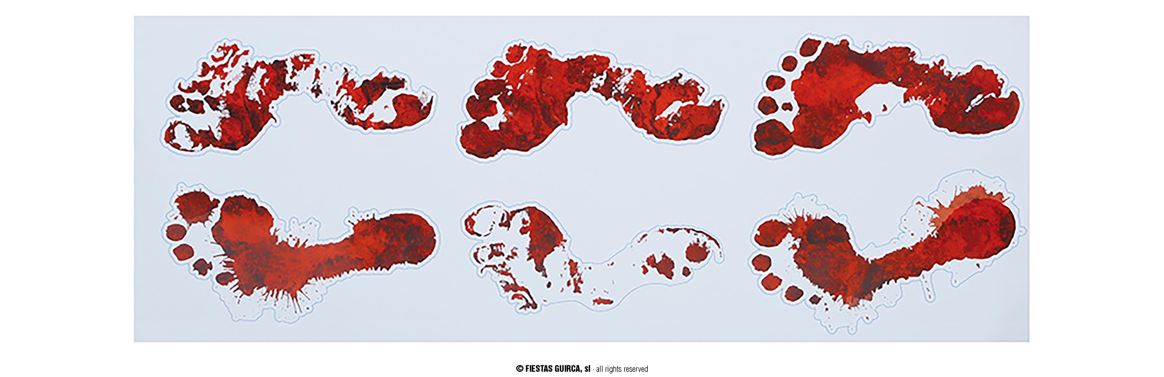 Selvklæbende blodige fodspor, 2 ark, 25 × 70 cm