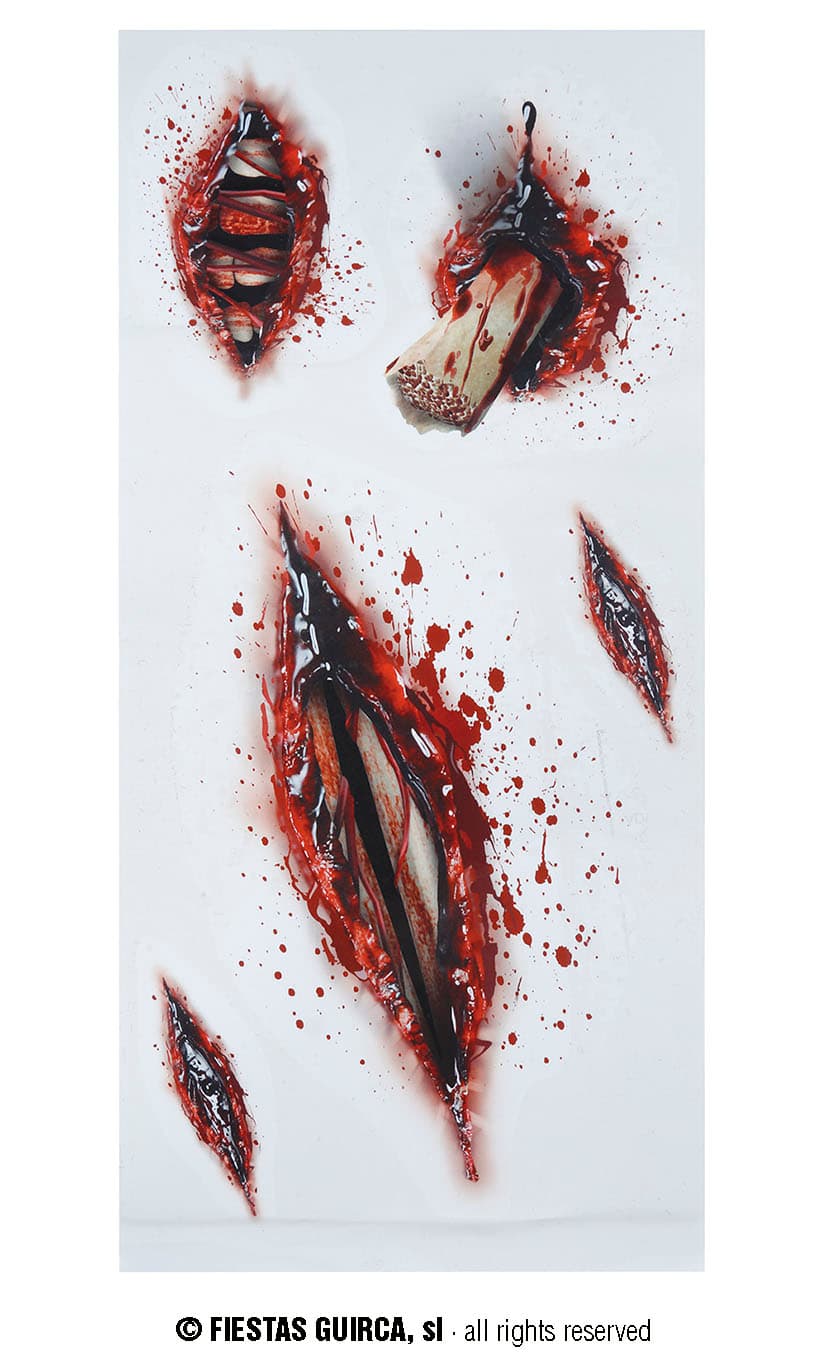 Selvklæbende tatoveringer med åbne sår, 14 × 30 cm