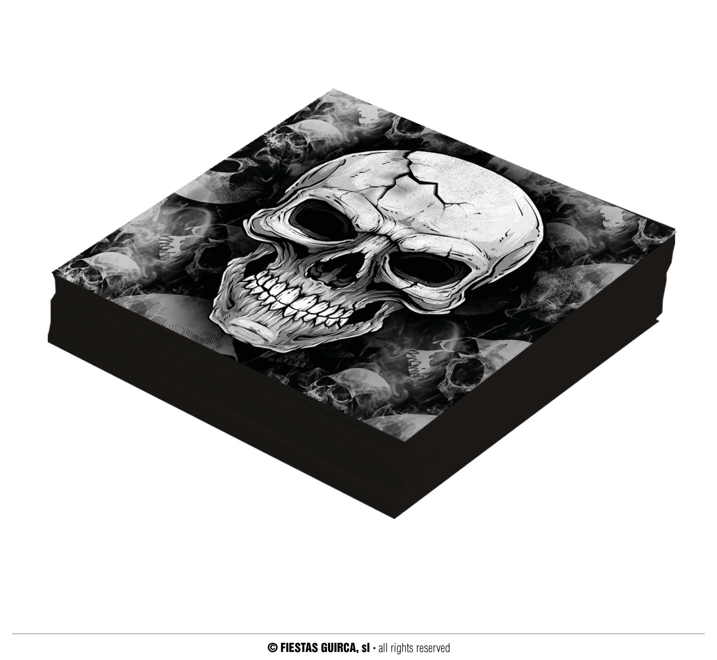 Pose med 20 servietter med kranier, 16 × 16 cm