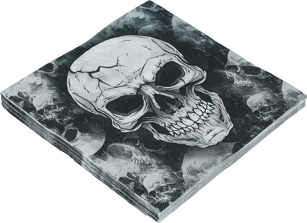 Pose med 20 servietter med kranier, 16 × 16 cm