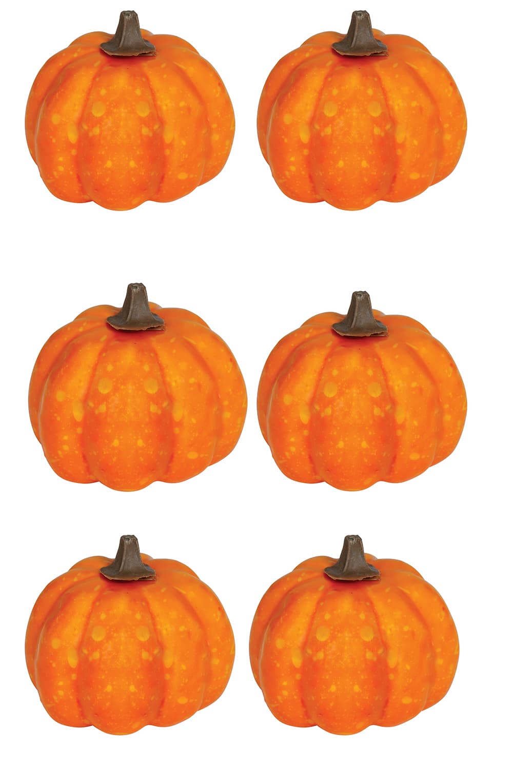 Sæt med 6 lakerede orange græskar, skum, 3,5 cm