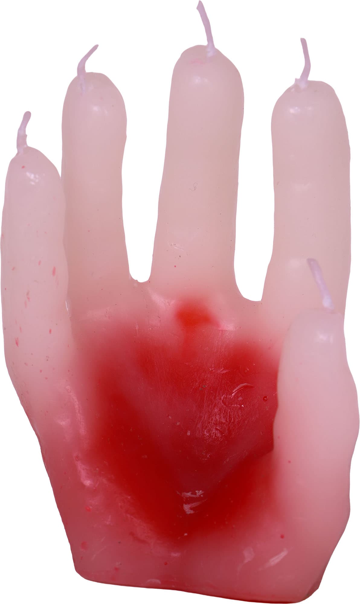 Lys med blodig hånd, 14 × 5 cm
