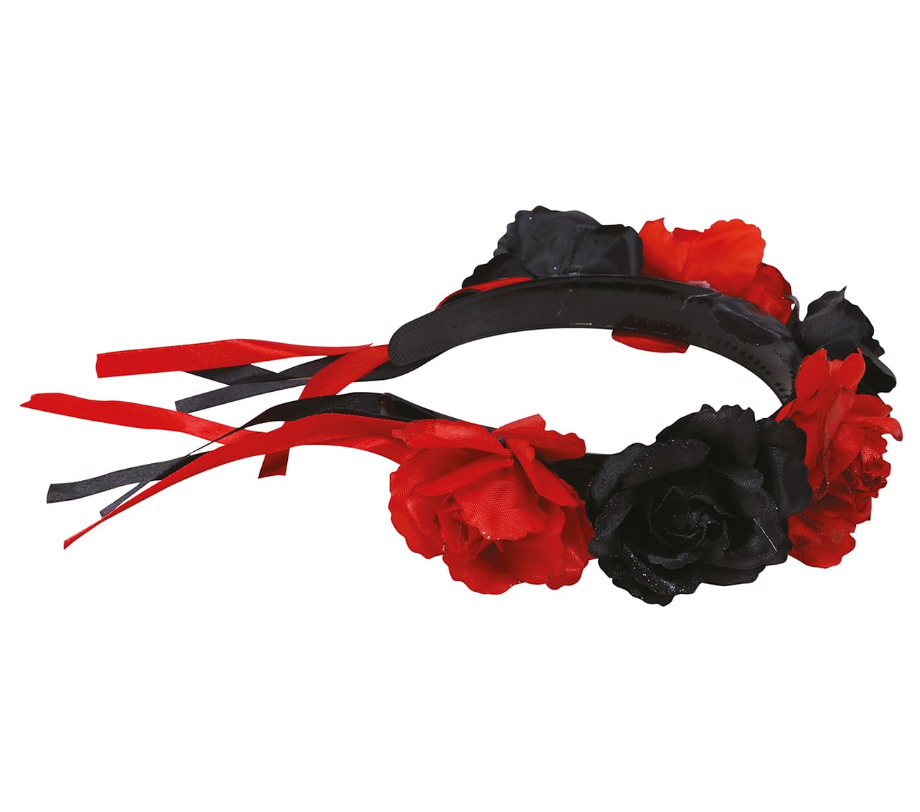 Tiara med røde/sorte blomster