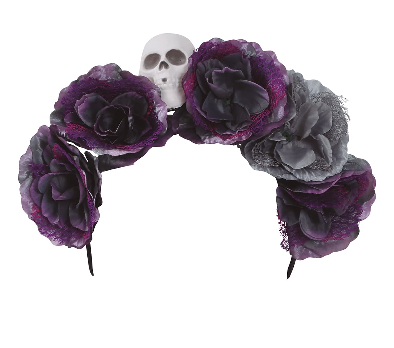 Tiara med grå blomster