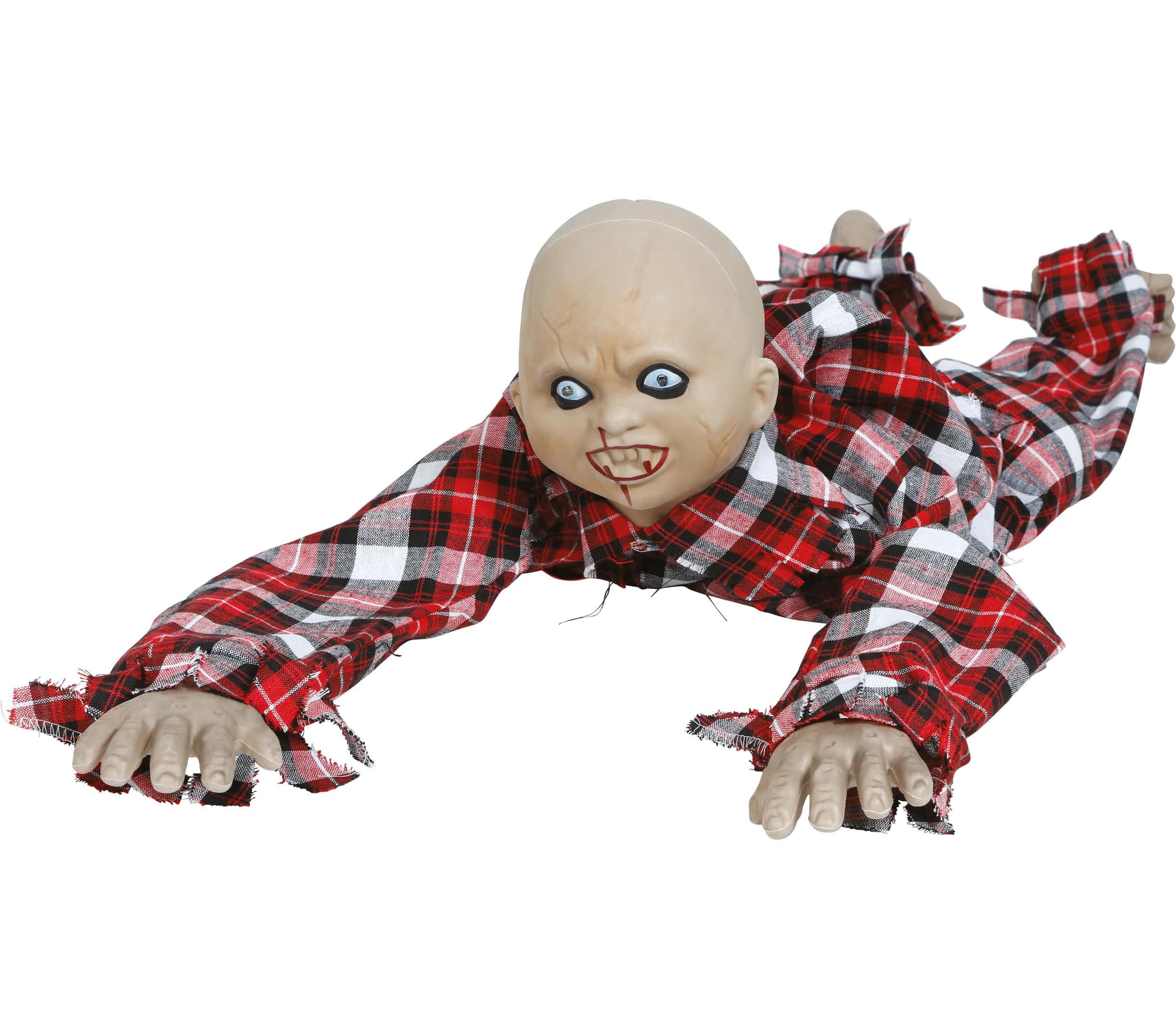 Kravlende zombiedreng med lys, lyd og bevægelse, 90 cm
