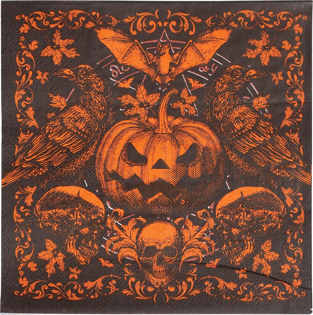 Pose med 20 servietter med gotiske græskar, 16 × 16 cm