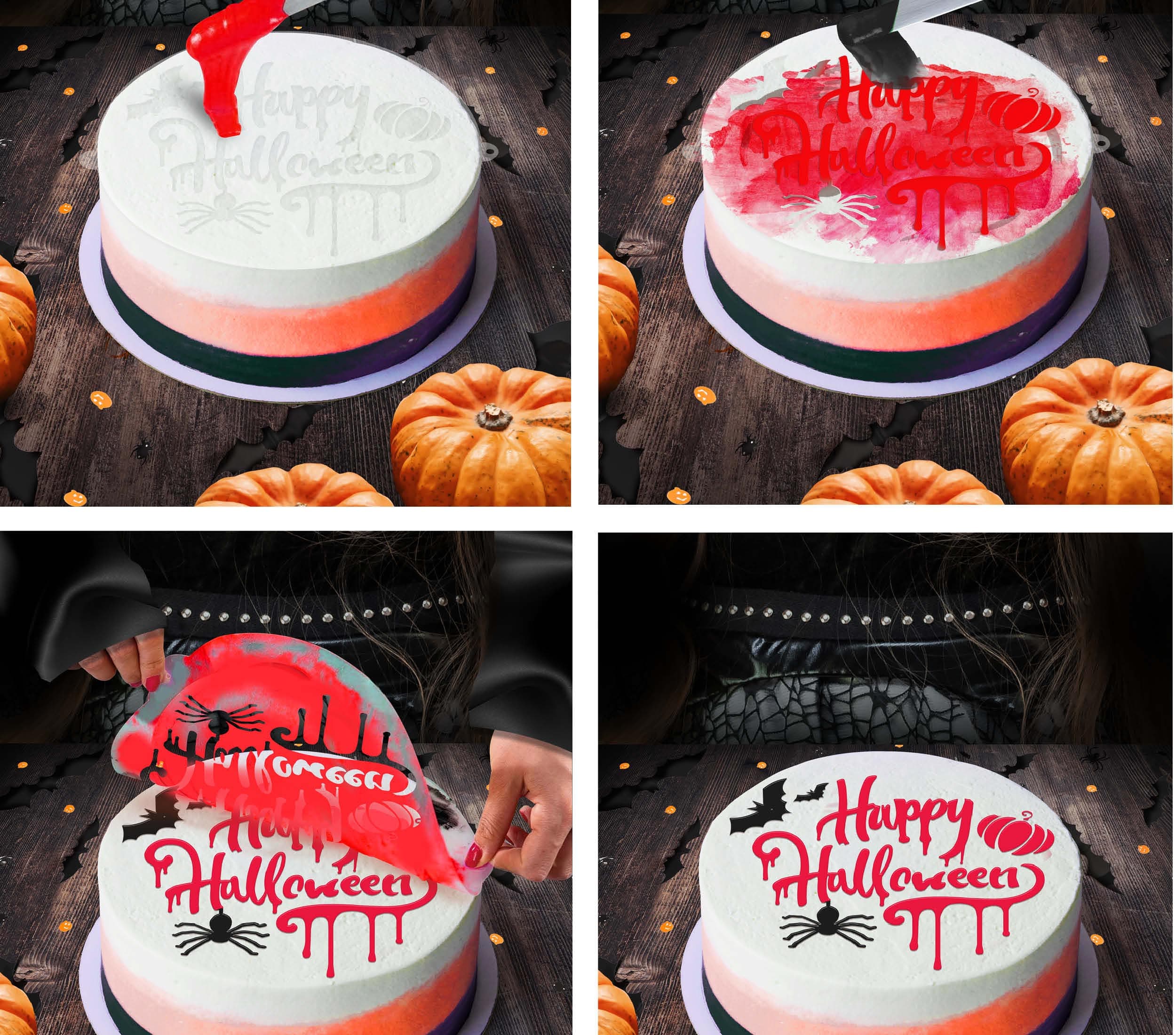 Stencil til kagedekoration, "Happy Halloween", 25 cm