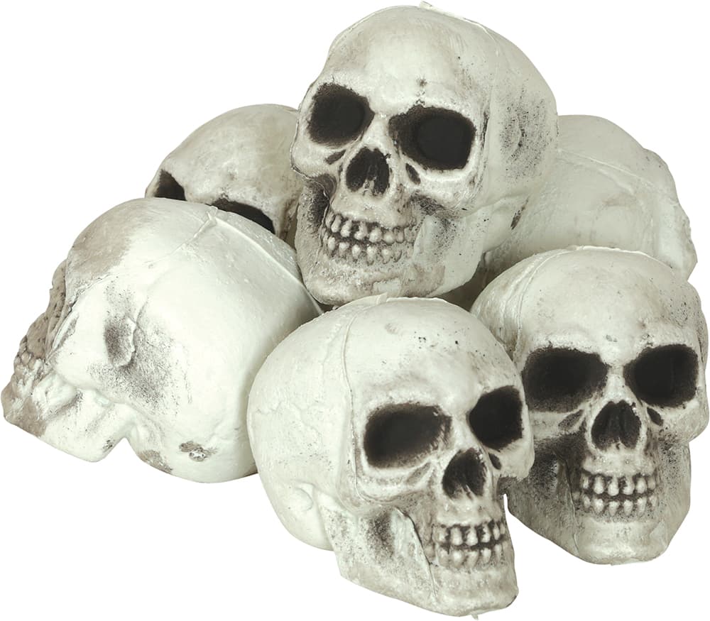 Sæt med 6 kranier, PVC, 8 cm