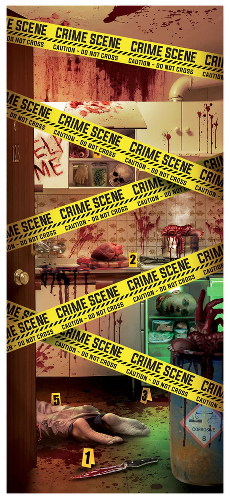 Dørdekoration "Crime Scene" i stof, 80 × 180 cm