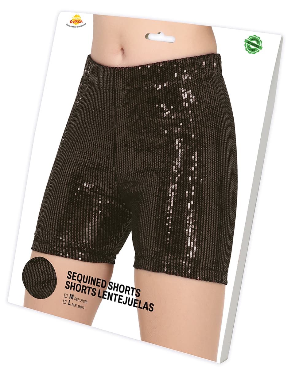 Sorte pailletshorts til voksne, 42-44 (L)