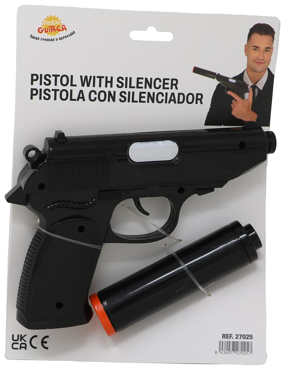 Pistol med lyddæmper 25 cm