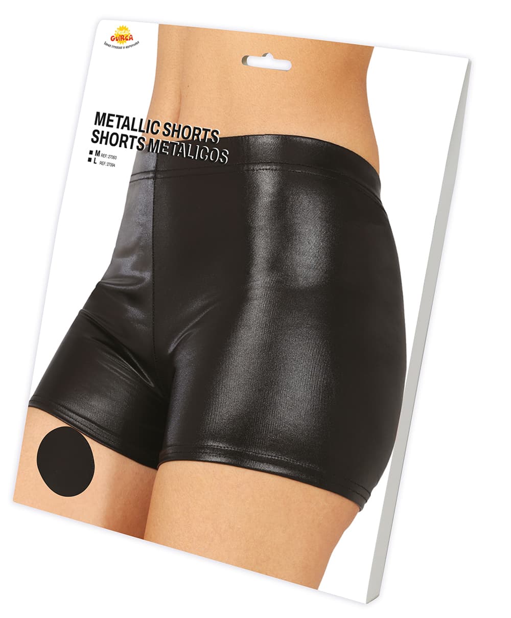 Shorts i metallisk sort til damer