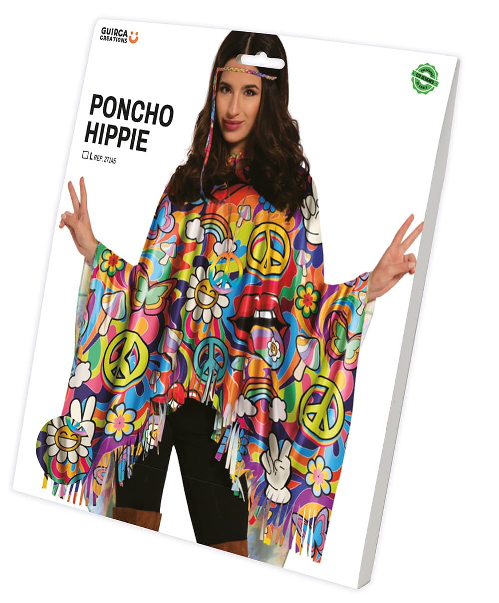 Peace-hippieponcho, til voksne