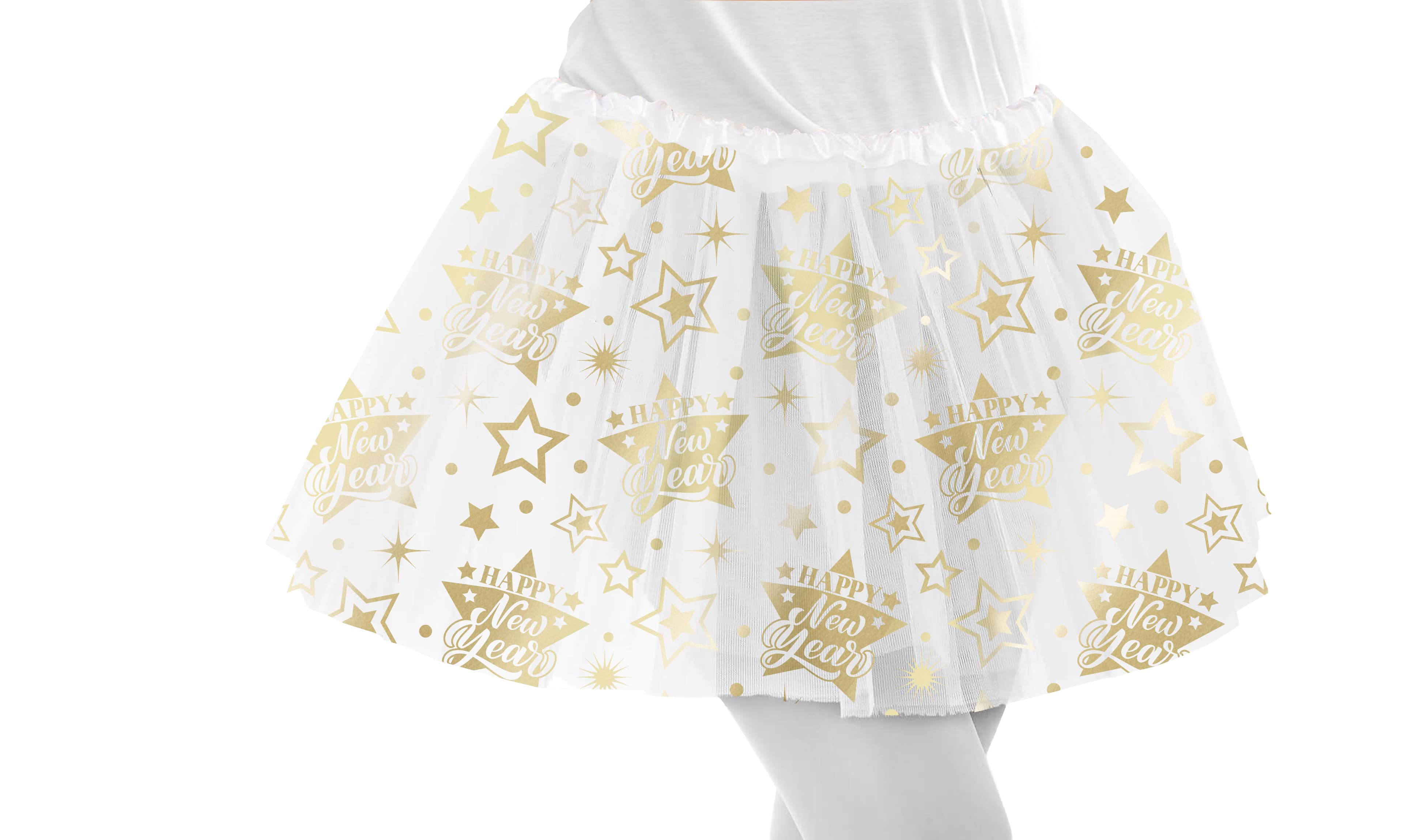 Tutu "Happy New Year", hvid og guld