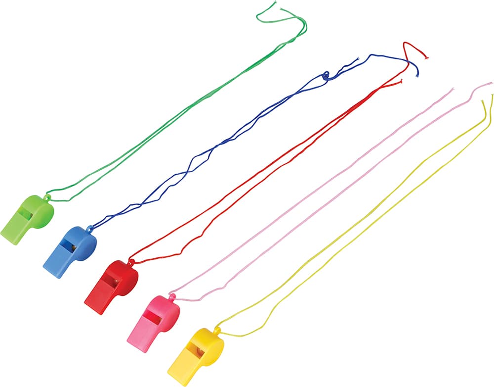 4 assorterede fløjter med snor