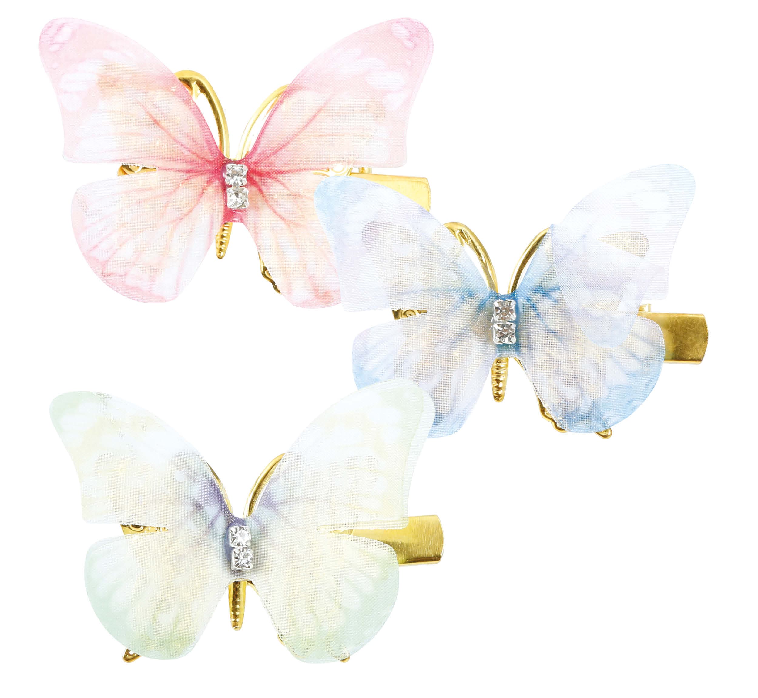 Pakke med 6 assorterede sommerfuglehårspænder, 5 cm