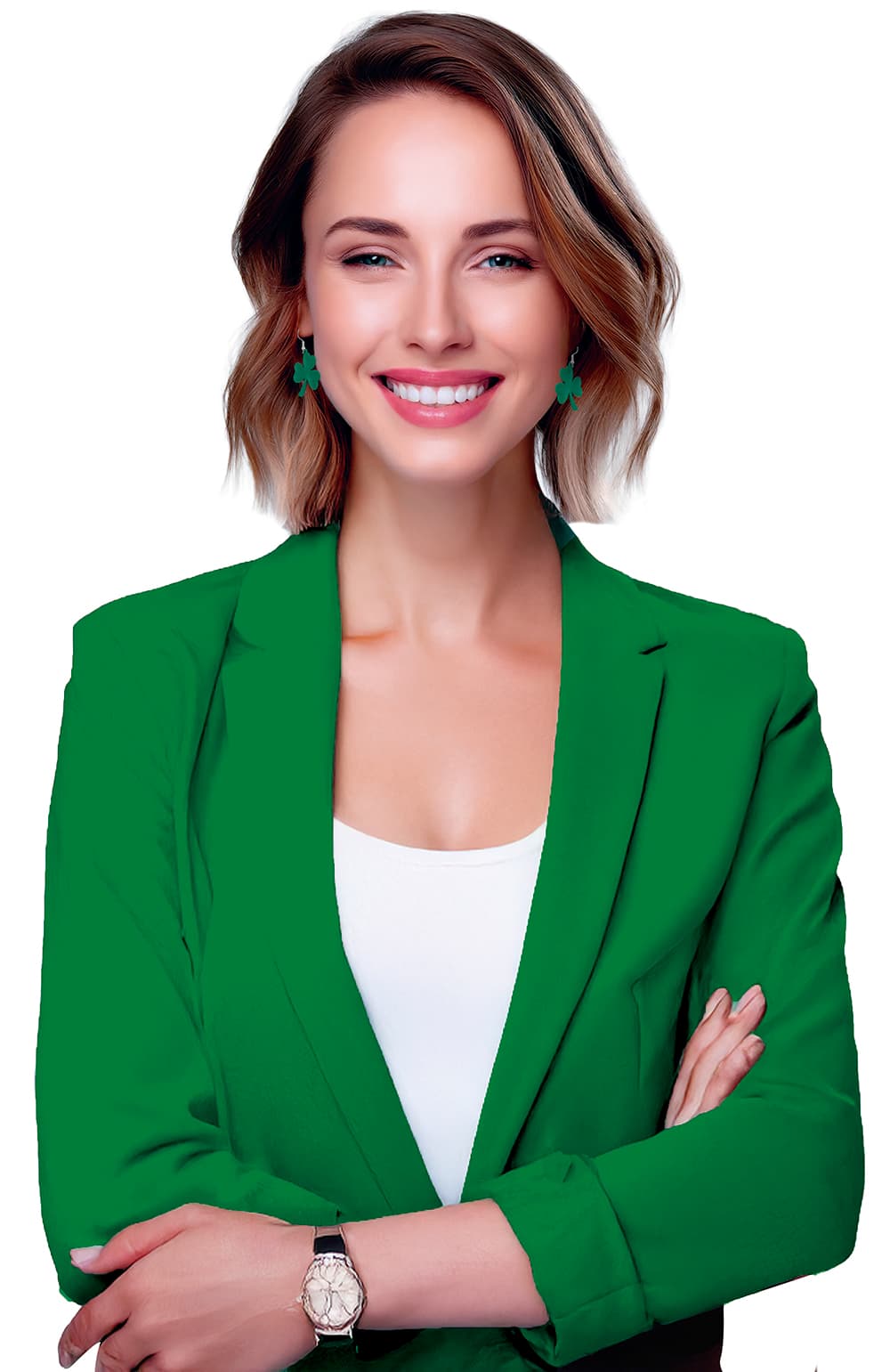 Neonøreringe med kløver, St. Patrick, til voksne