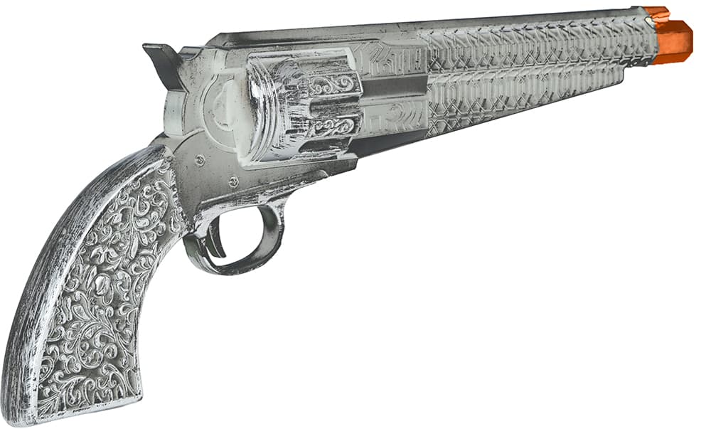 Sølvfarvet pistol 30 cm