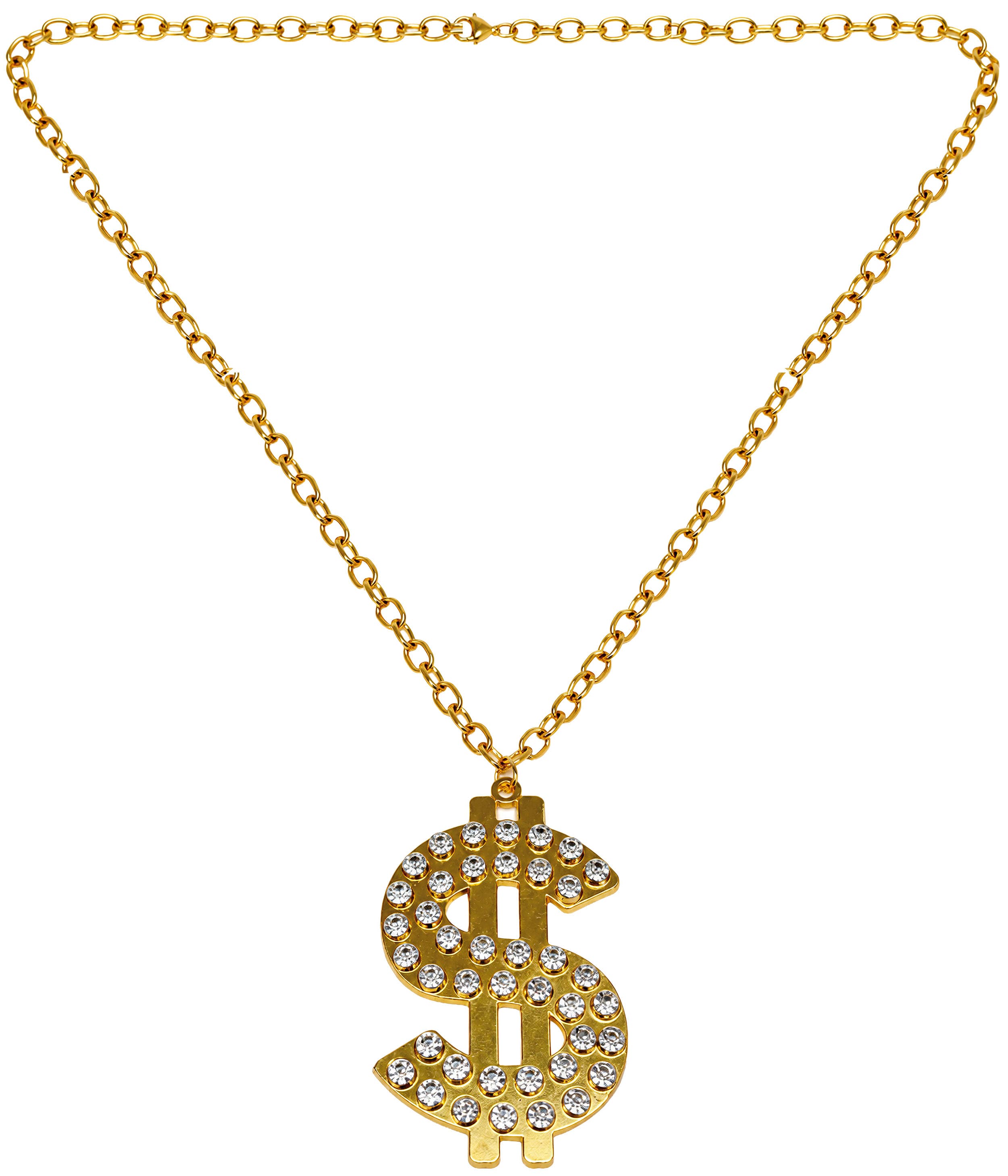 Dollarhalskæde i PVC, guld, 9 cm