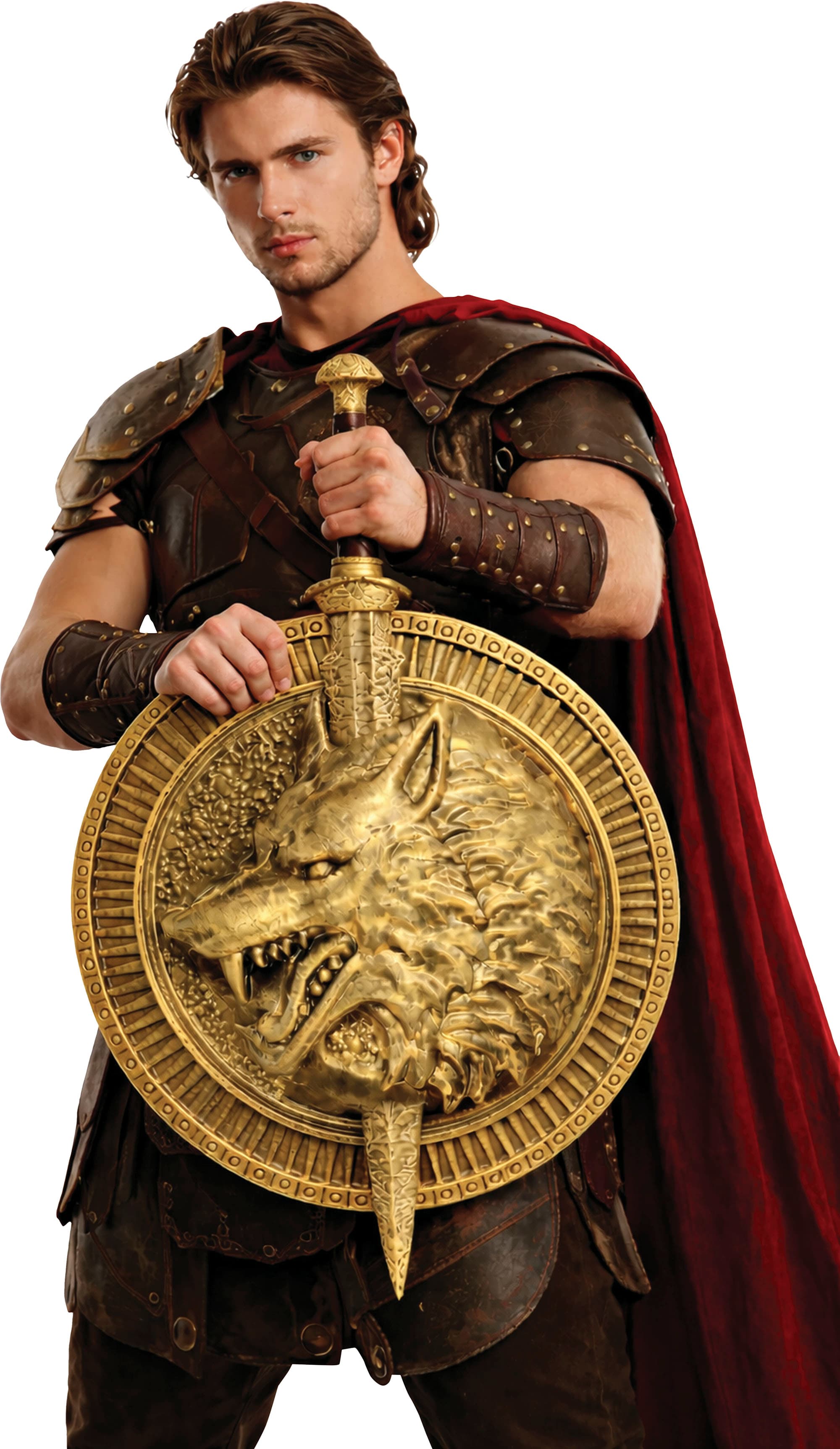 Gladiatorsæt i PVC med skjold og sværd, 44,5 × 68 cm