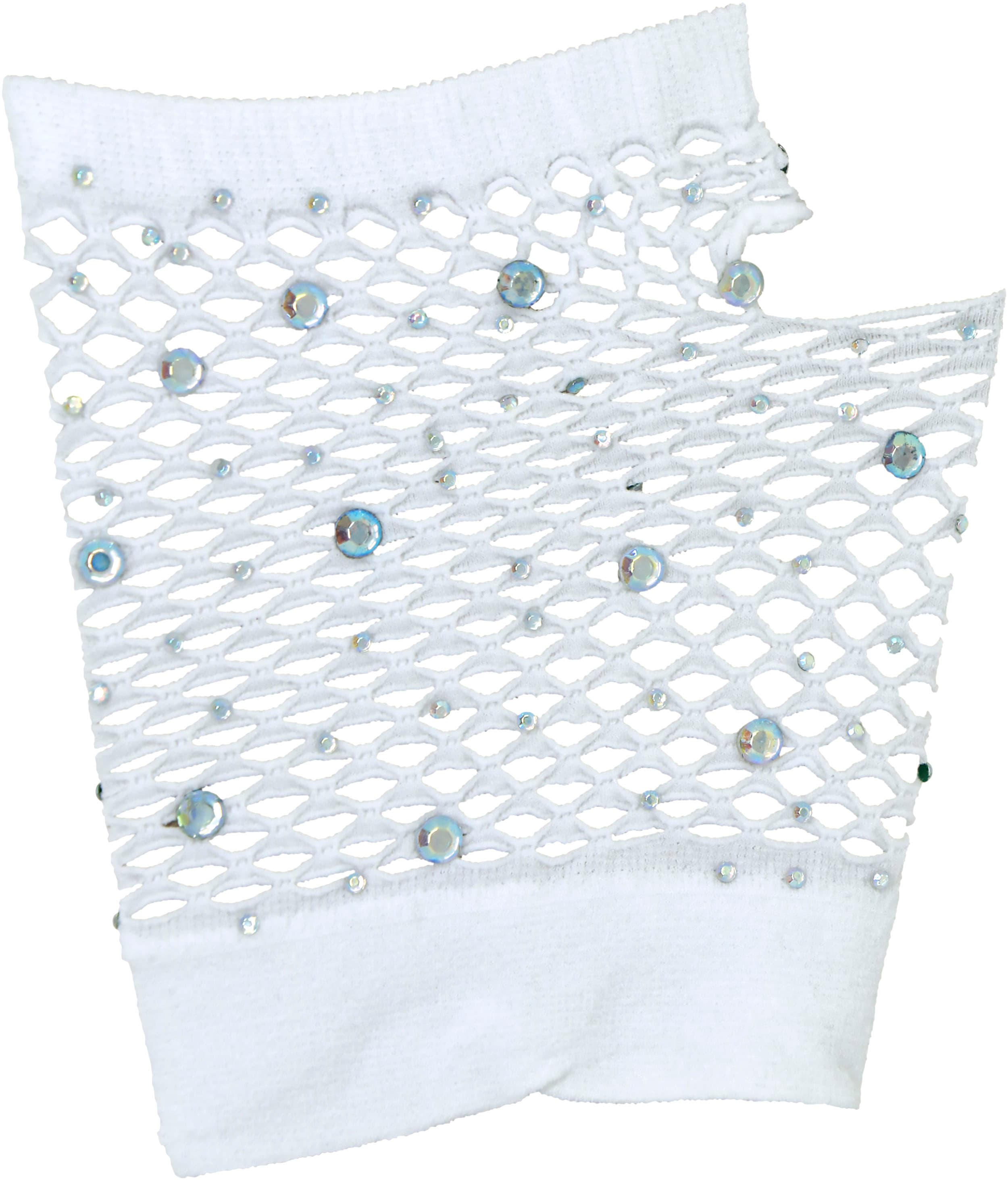 Nethandsker med rhinsten, 11 cm, hvid