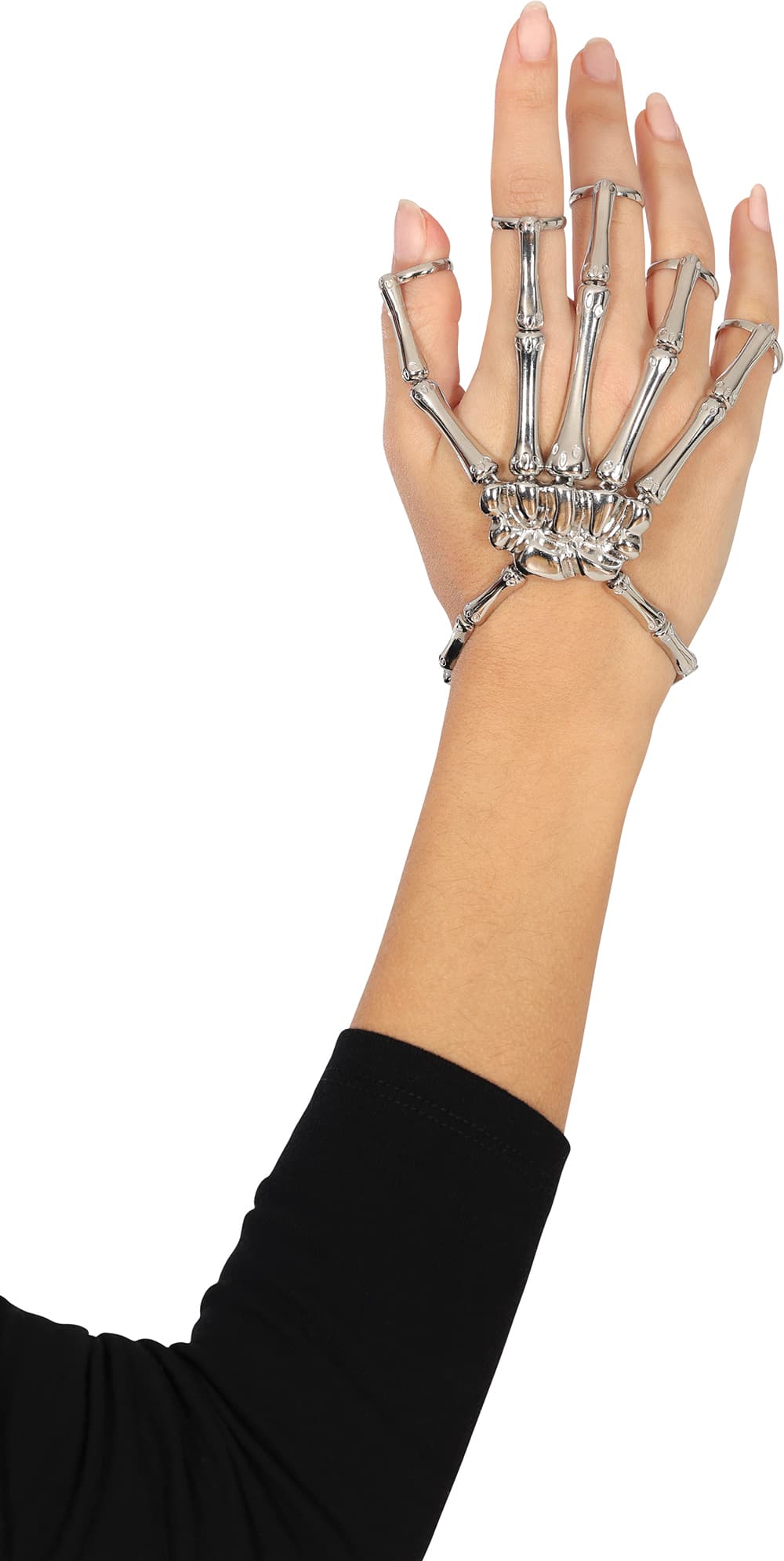 Ringarmbånd med skelet, sølvfarvet metal
