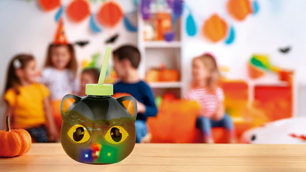 Kattekrus med sugerør, LED, 17 cm