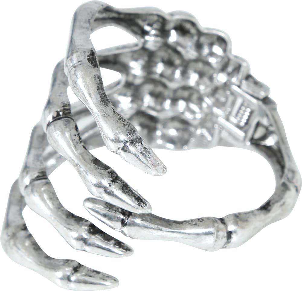 Skeletarmbånd, metallisk, sølvfarvet