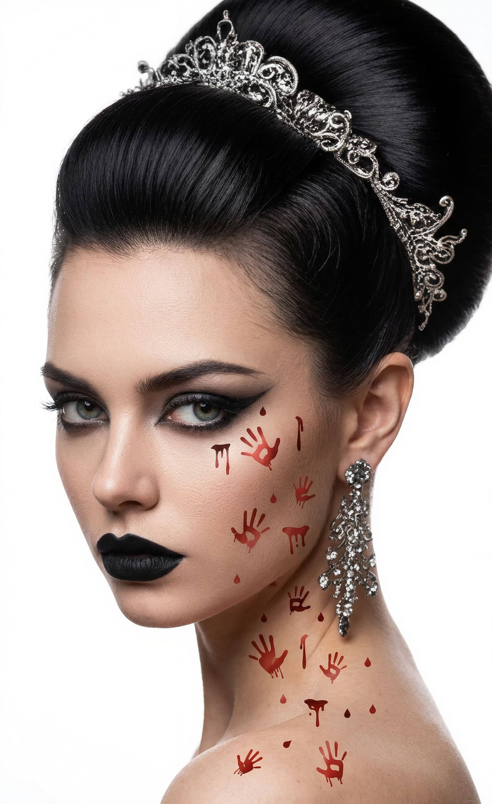 2 ark med skinnende tatoveringer af blodige hænder, 15 × 11
