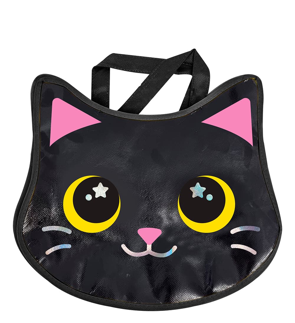 Pose med kat, metallisk, PVC, 29 × 31 cm