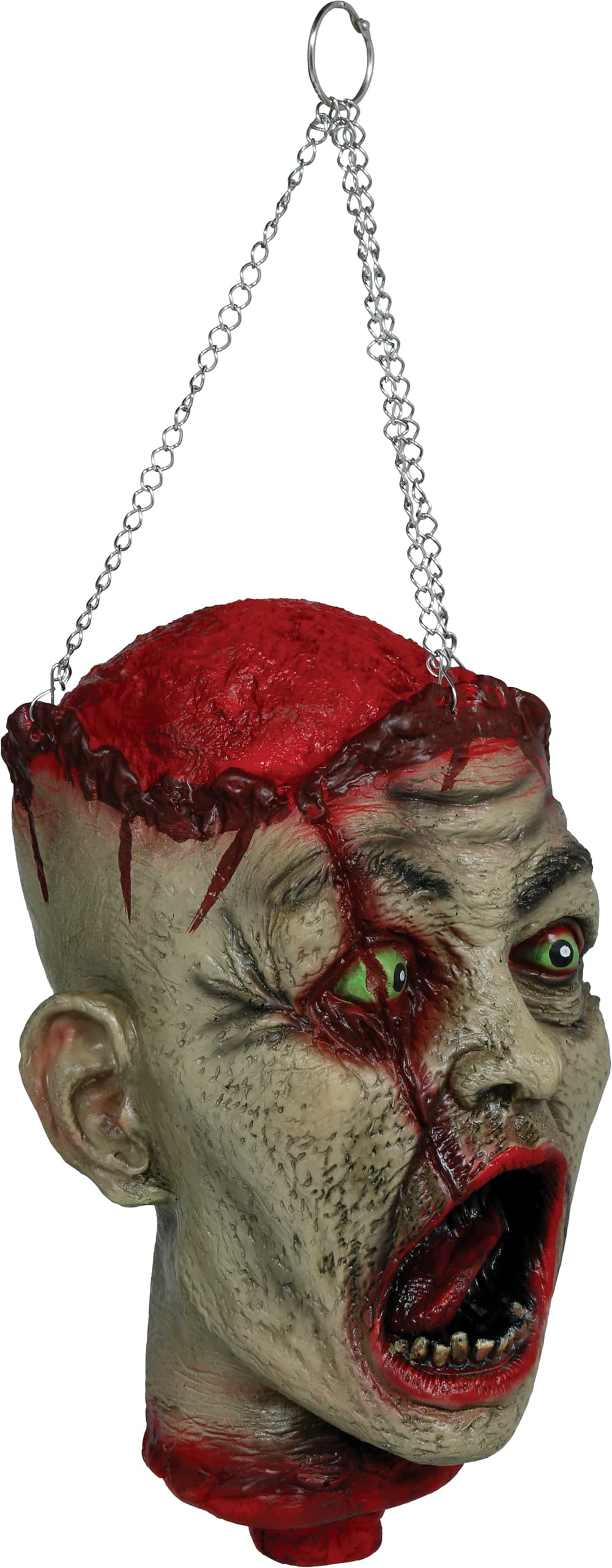 Hængende hoved med kæder, latex, 27 cm