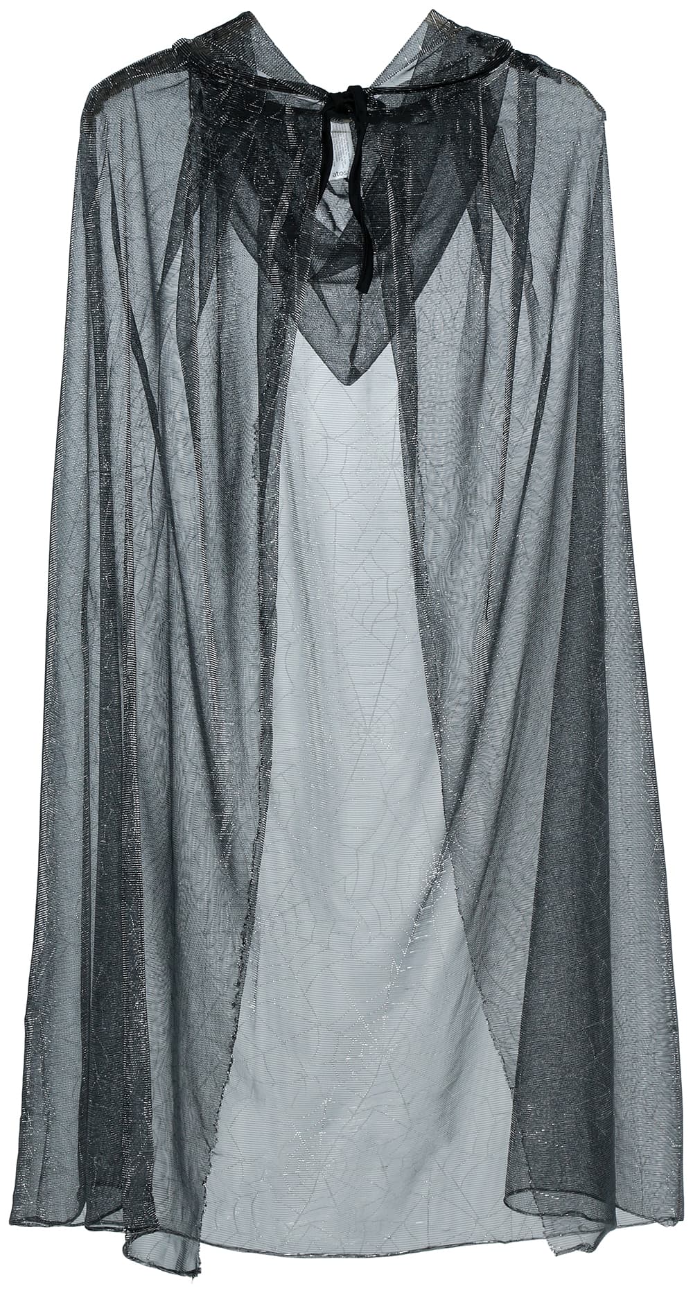 Gennemsigtig skinnende kappe, sølv, 130 cm