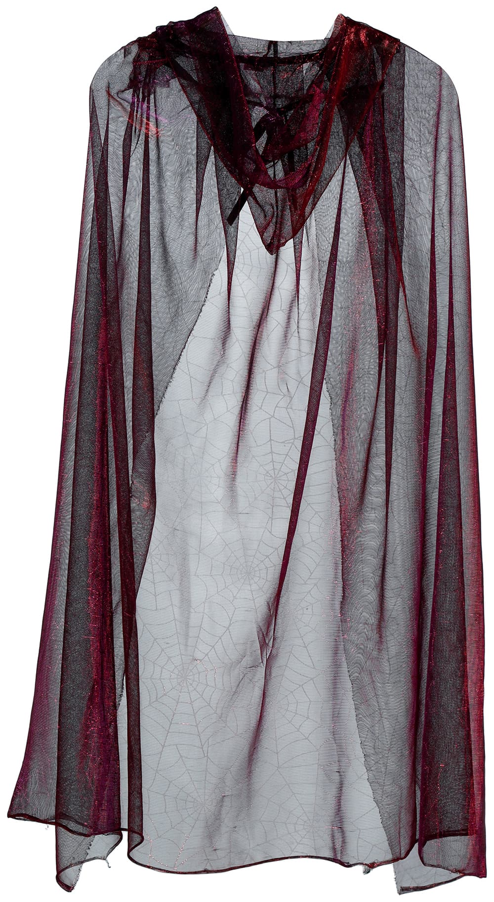 Gennemsigtig skinnende kappe, rød, 130 cm