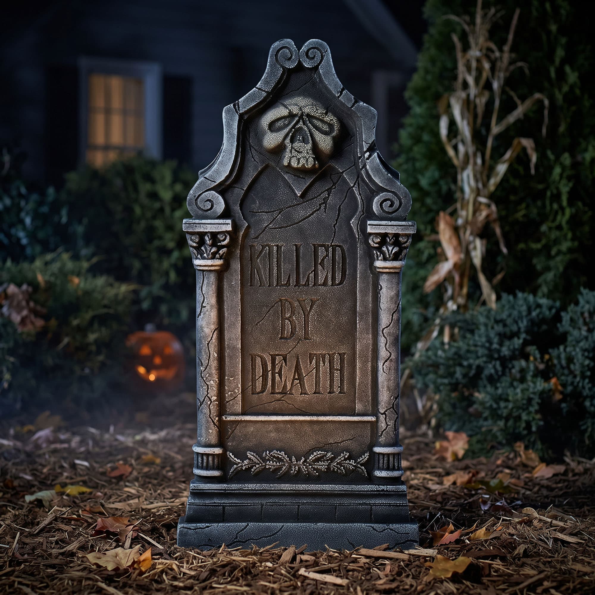 Gravsten "Killed by Death", 90 × 45 cm