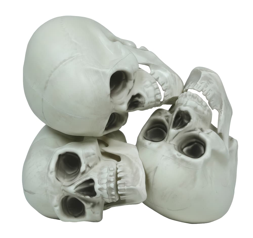 Sæt med 3 kranier, PVC, 15 cm