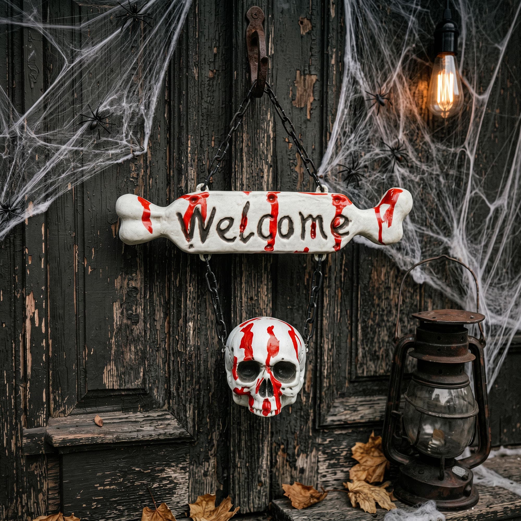 Skilt med knogler "Welcome", PVC, 40 × 37 cm