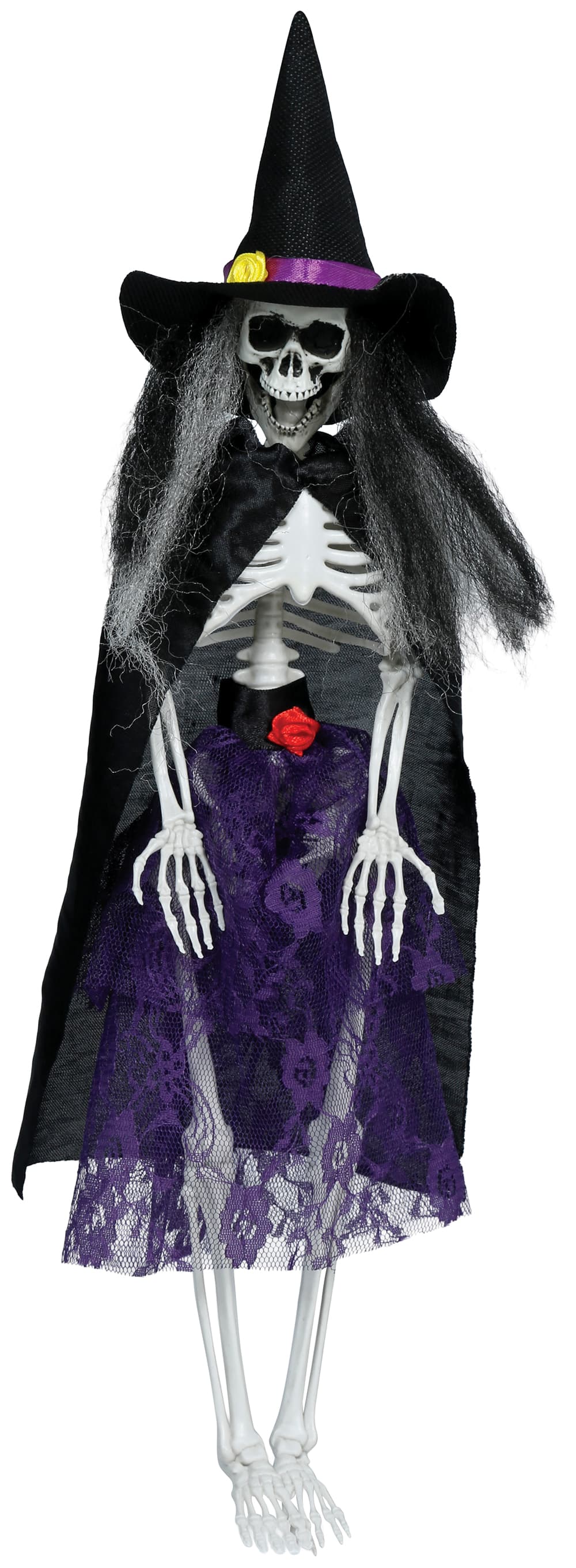 Hængende skeletheks med kjole, 47 cm