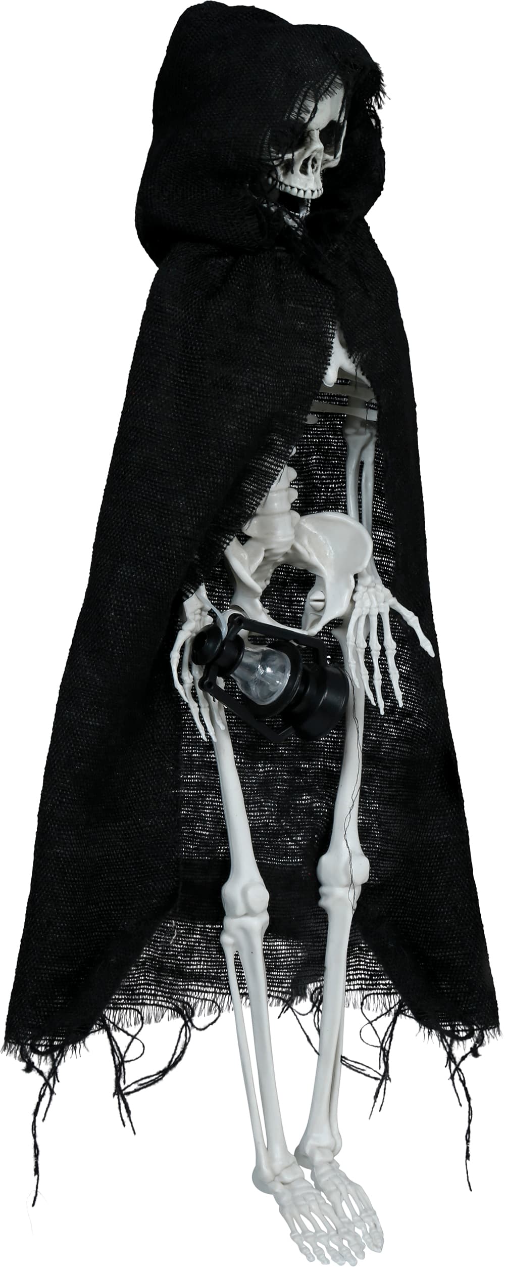 Hængende skeletdekoration med sort tunika, 40 cm