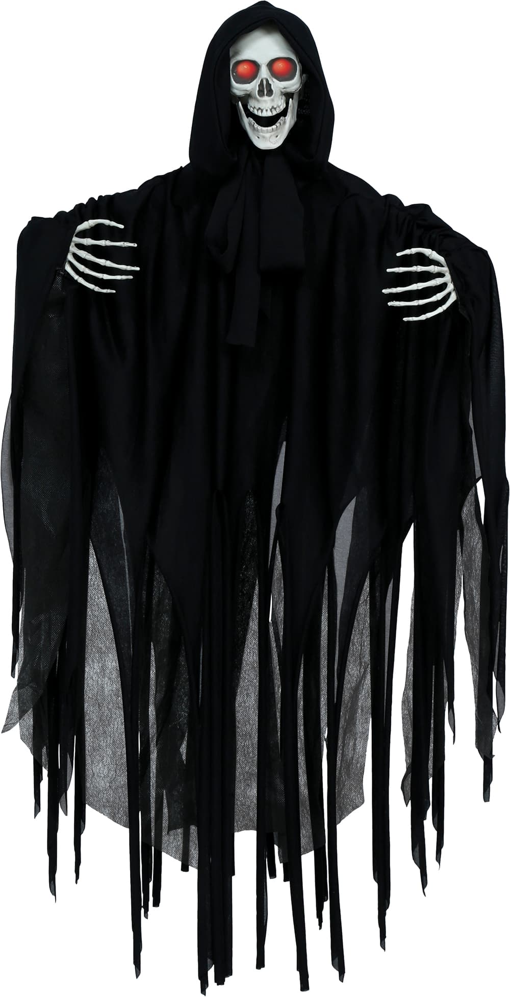 Hængende skeletdekoration med tunika, lys, lyd og bevægelse, 90 cm