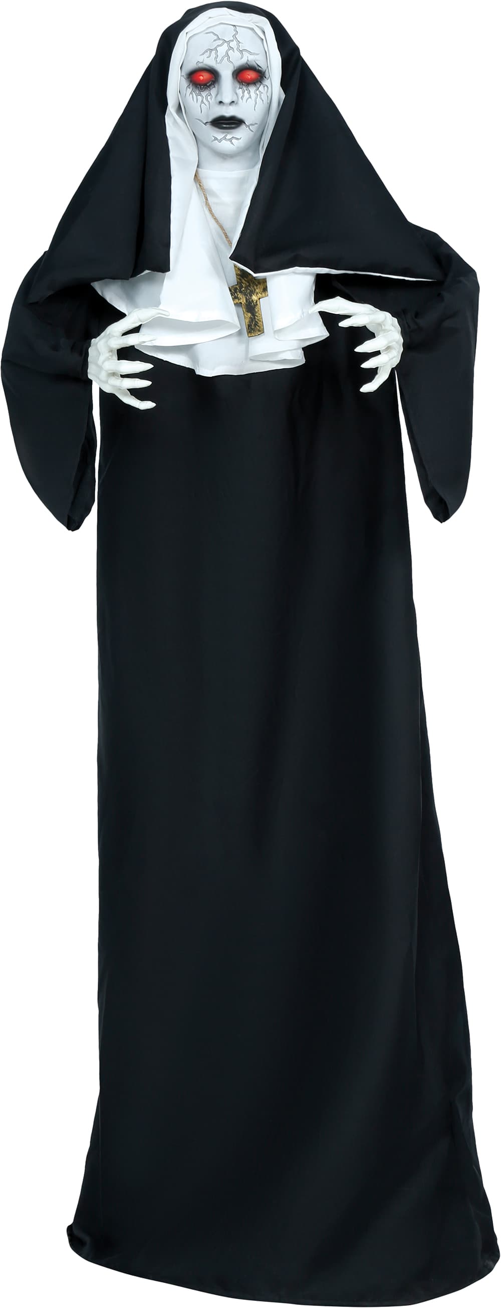 Skræknonne med stativ, lys, lyd og bevægelse, 150 cm