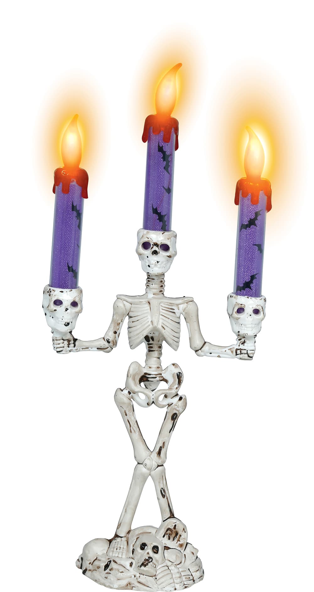 Assorteret skelet-kandelaber med lys, PVC, 35 cm