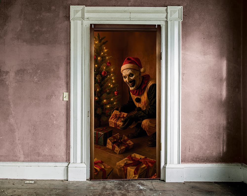 Dørdekoration med julemand, 80 × 180 cm