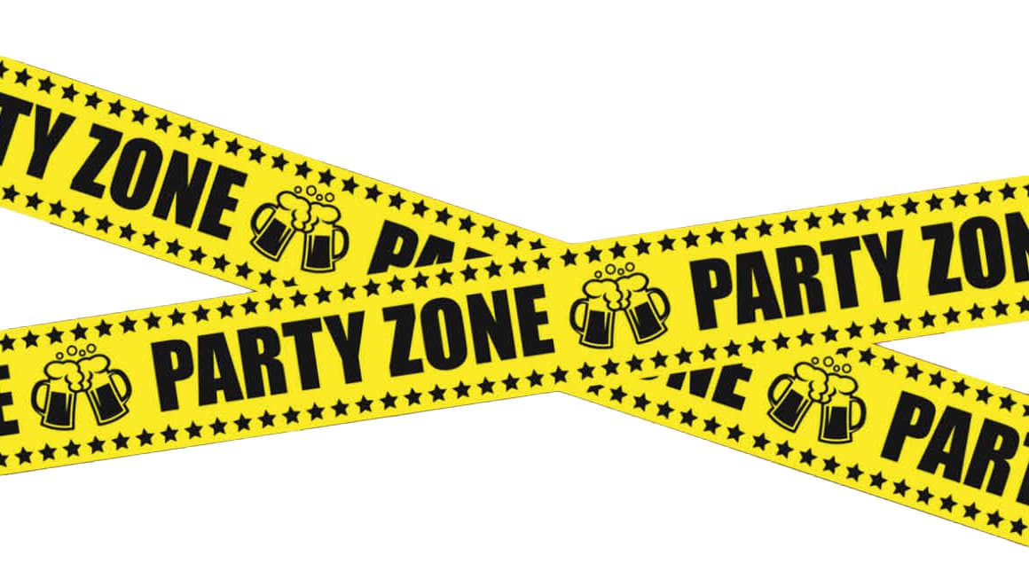 Bånd "Party Zone" 6 m × 7,6 cm