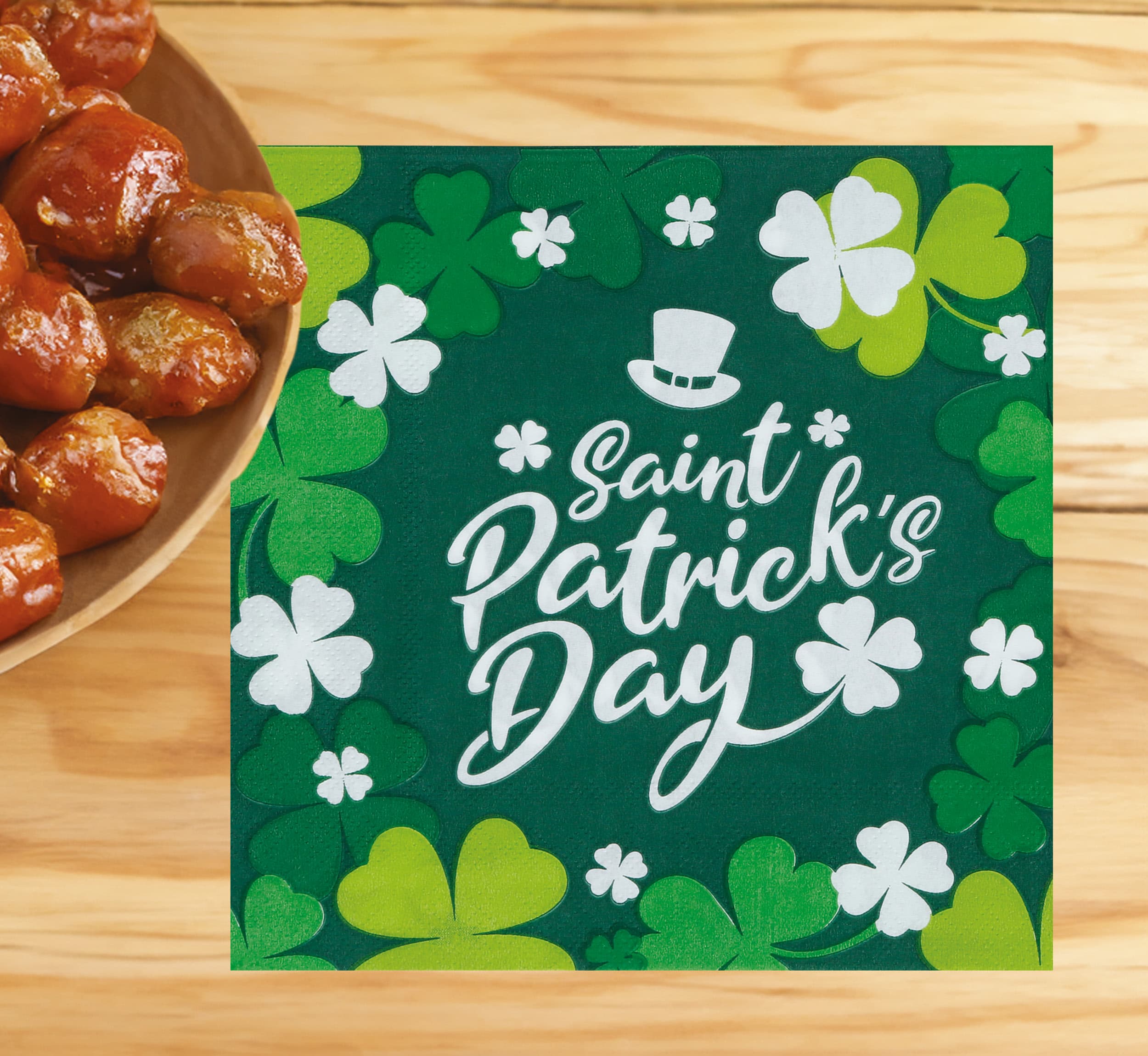 Pose med 12 St. Patrick's-servietter, 16 × 16 cm