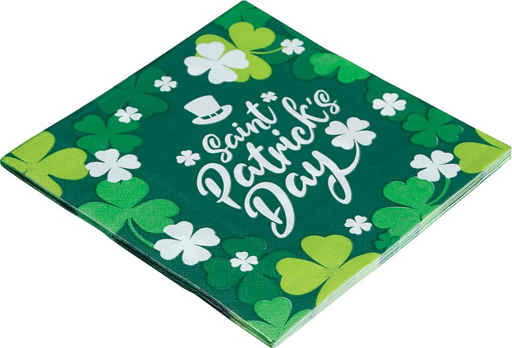 Pose med 12 St. Patrick's-servietter, 16 × 16 cm