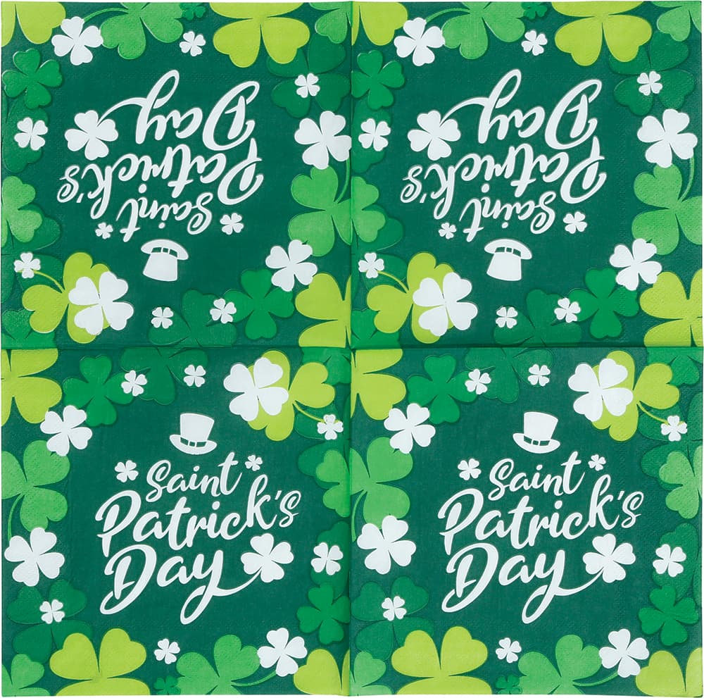 Pose med 12 St. Patrick's-servietter, 16 × 16 cm