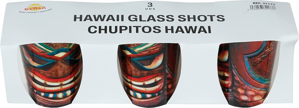 3 eksotiske Hawaii-shotglas, 5 × 6 cm