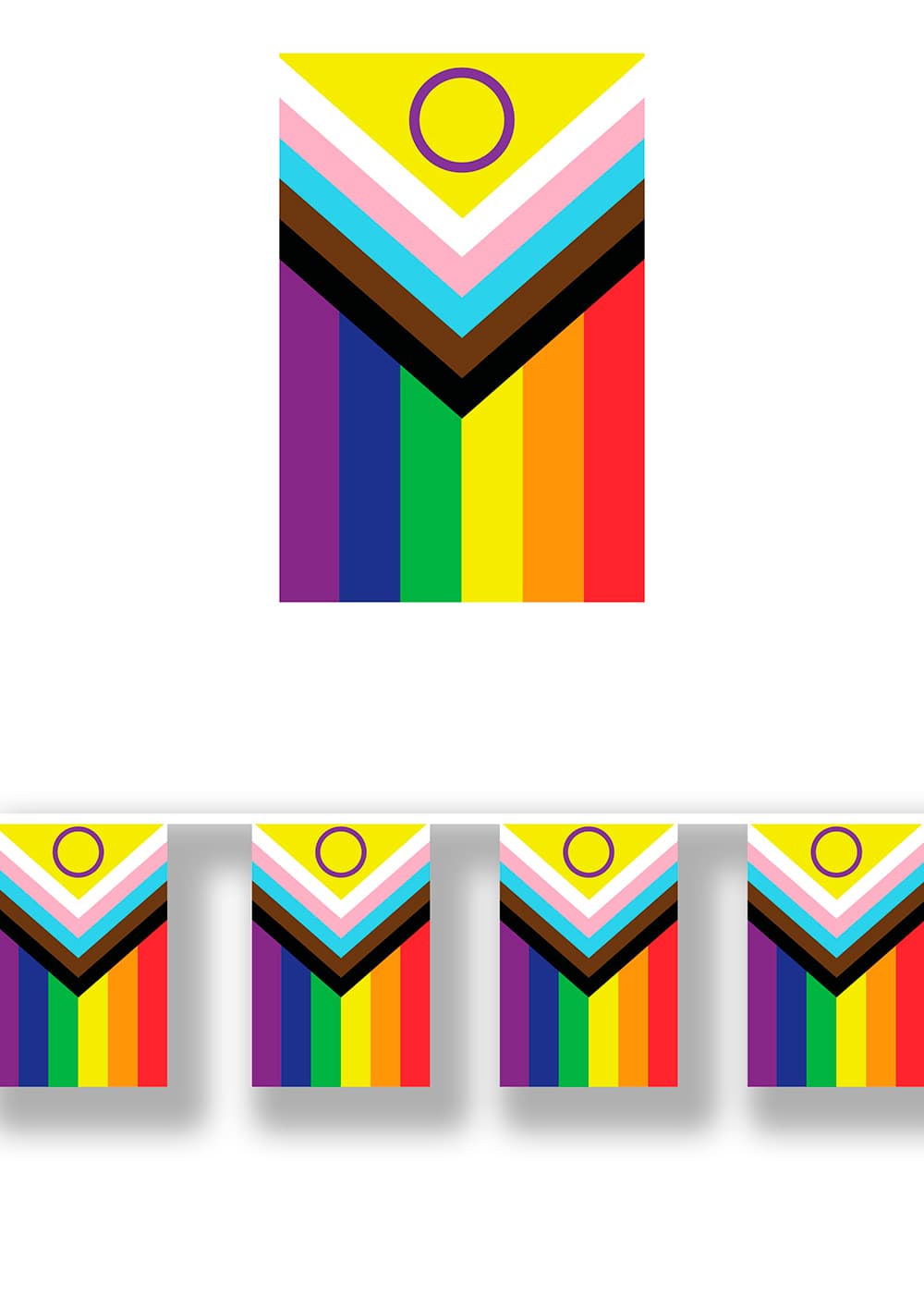 Inkluderende regnbueflag-guirlande, 30 × 20 cm, 2,5 m