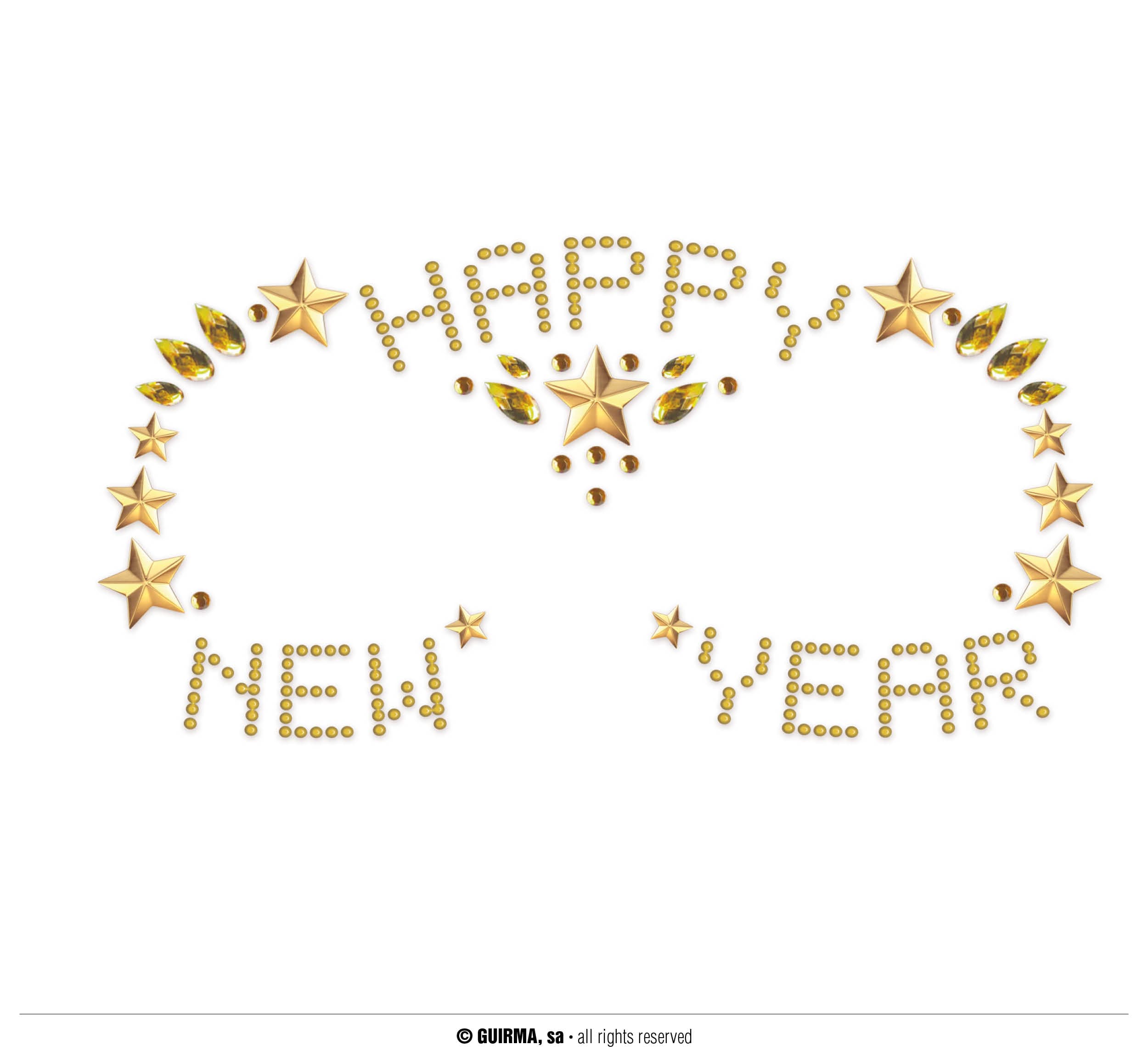 Selvklæbende ansigtssmykker "Happy New Year", 15 × 14 cm, guld