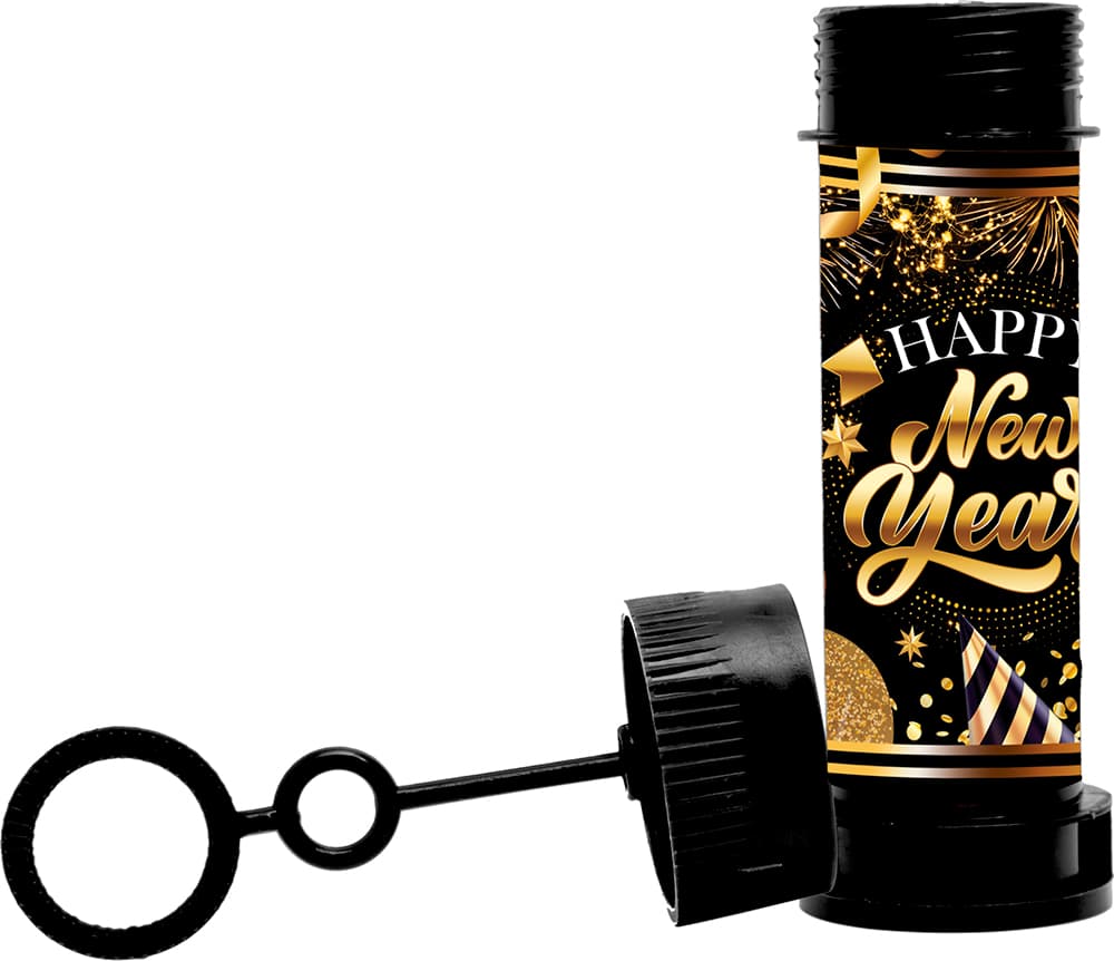 Sæbebobleflaske "Happy New Year", 14 cm